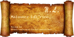 Malovecz Lőrinc névjegykártya